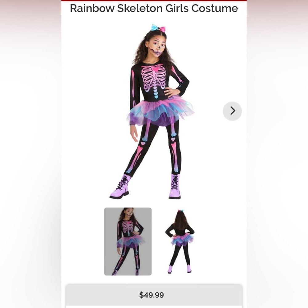 Rainbow skeleton kids costume
